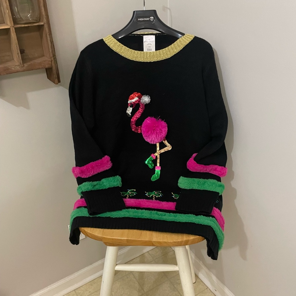 Women’s Flamingo Christmas Sweater Sz XXL - Picture 8 of 12